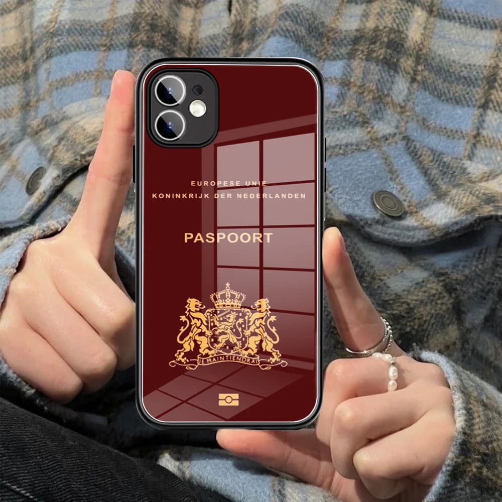 Custodia per passaporto olandese per iPhone 17 air 17pro 16pro 16promax 15pro 13promax 14promax 15 Plus MINI SE X XS Cover nera