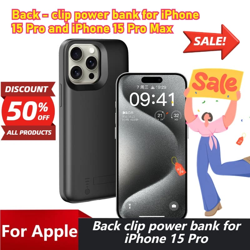 Per Apple 15 Pro Back Clip Power Bank 15 Pro Max Batteria Alimentazione mobile e custodia per telefono
