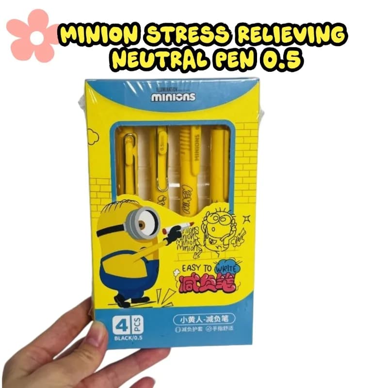 Penna Gel Retrattile con Design Minions, Inchiostro Nero a Rapida Asciugatura, Punta 0.5mm, Scrittura Fluida per Studenti ed Esami
