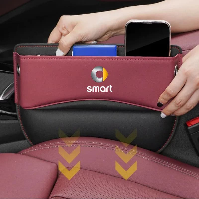 Car Seat Lateral Car Seat Pocket Auto Gap Filler Organizer Leather Box for SMART Fortwo Forfour 453 451 450 Auto Accessories