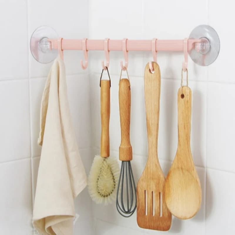 Gancio Organizzatore Multiuso con Ventosa, Disponibile in Blu, Bianco e Rosa, per Angoli Doccia e Cucina