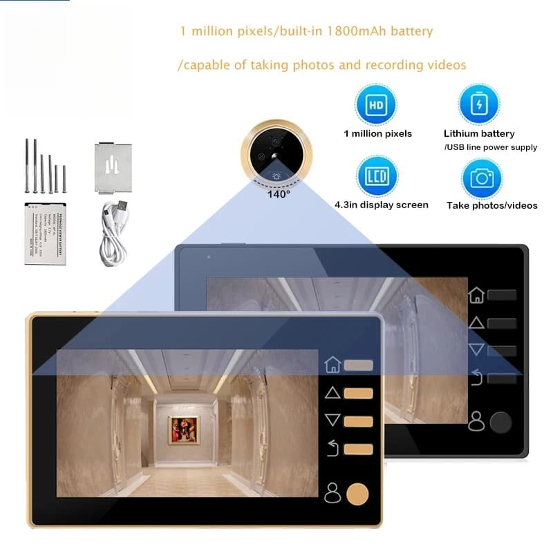 Nuovo Spioncino da 4,3 Pollici 140 ° Videocitofono Intelligente con Telecamera di Sicurezza e Monitor HD 1080P 2026