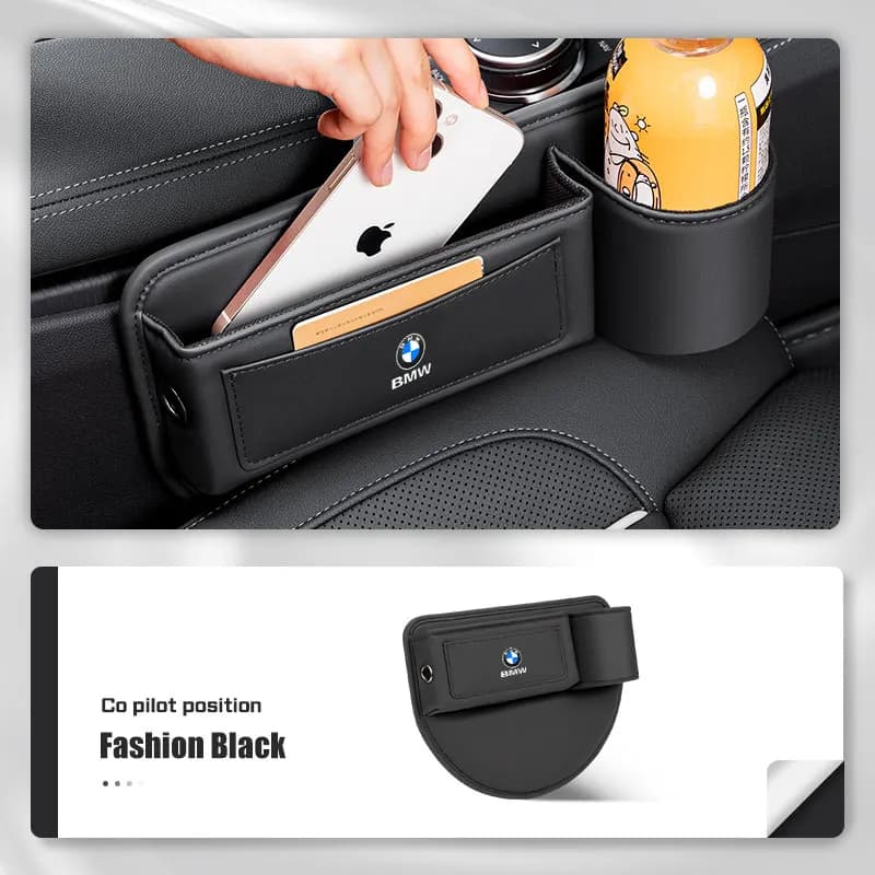 Leather Car Seat Gap Storage Box Cup Holder For BMW X1 X2 X3X5 X4 X6 X7 1 3 5 6 7 Series F40 E60 E90 F10 F15 F20 F30 G20 G30 G38