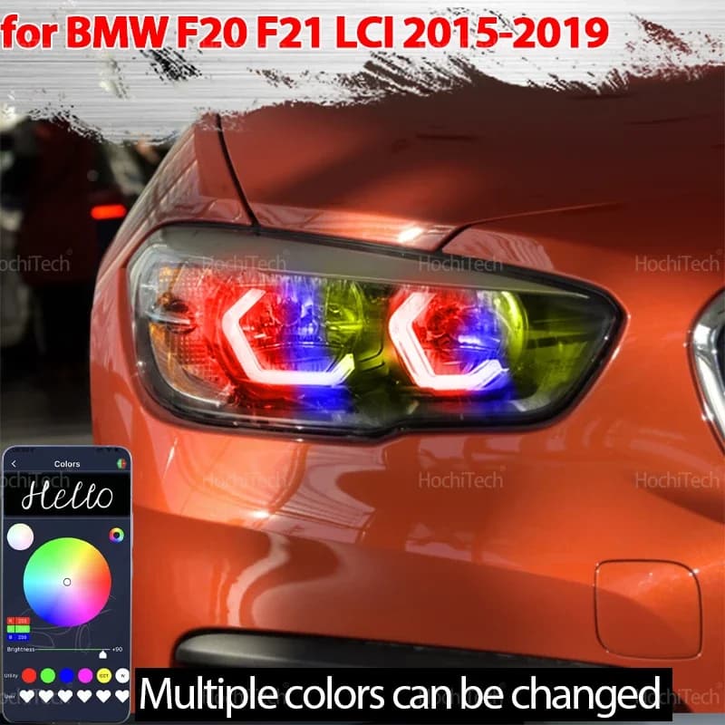 Per BMW Serie 1 F20 F21 LCI 2015-2019 RGB M4 stile App di controllo con indicatori di direzione LED dinamici Angel Eyes Anello lampada DRL