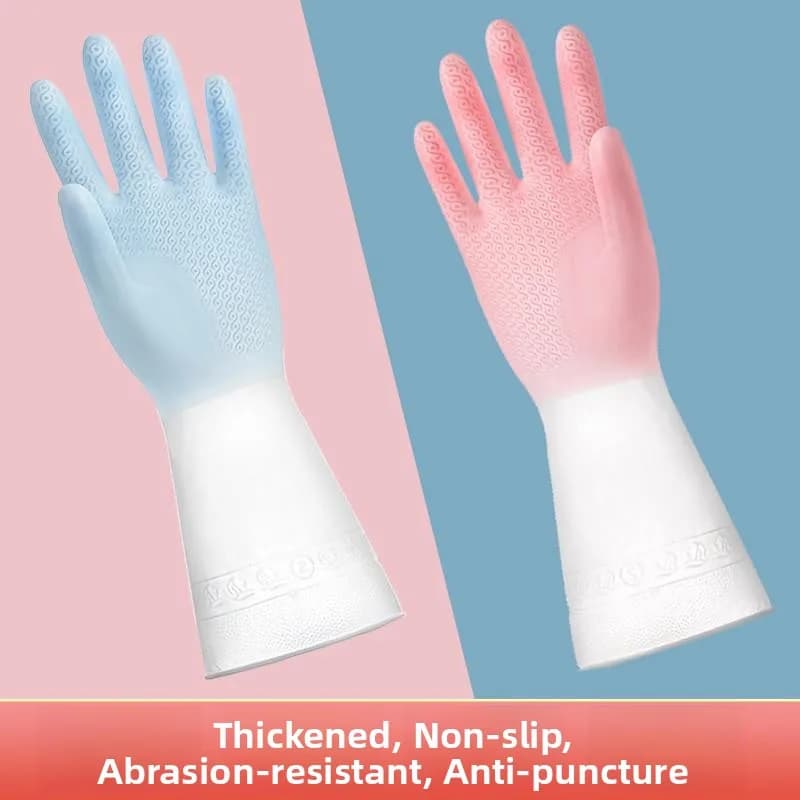 Guanti in lattice resistenti con rivestimento in pile per lavare e fare il bucato, strumenti impermeabili per la pulizia della casa, guanti da lavoro da cucina per donna