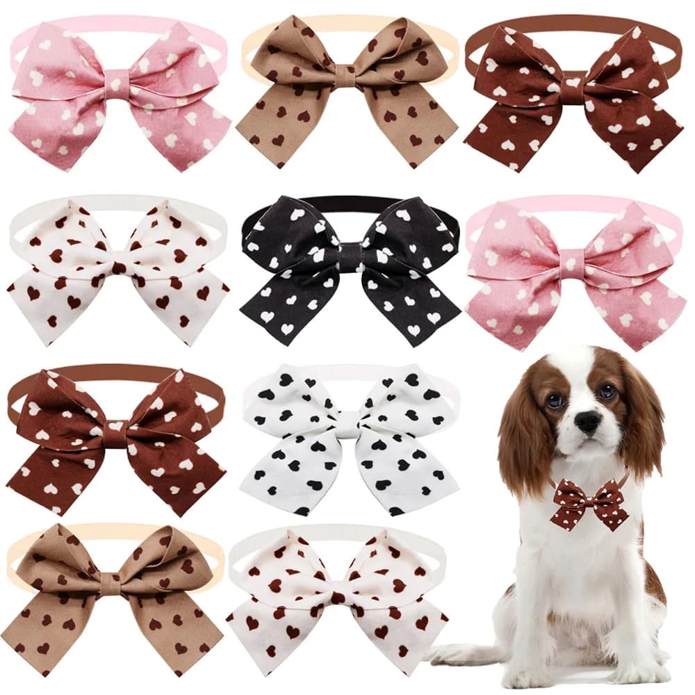 Colori misti Papillon per cani 5/10PCS Archi per cani regolabili Stampa a cuore Collane per gatti carini Papillon per cani da compagnia Collare Accessori per toelettatura