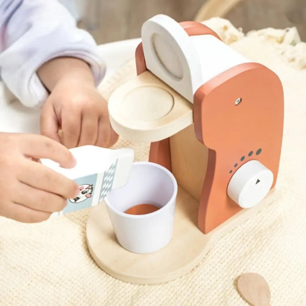 Macchina da Caffè in Legno per Simulazione Blender, Gioco Interattivo per l'Apprendimento Precoce, Gioco di Ruolo in Cucina, Squisito Gioco Cognitivo