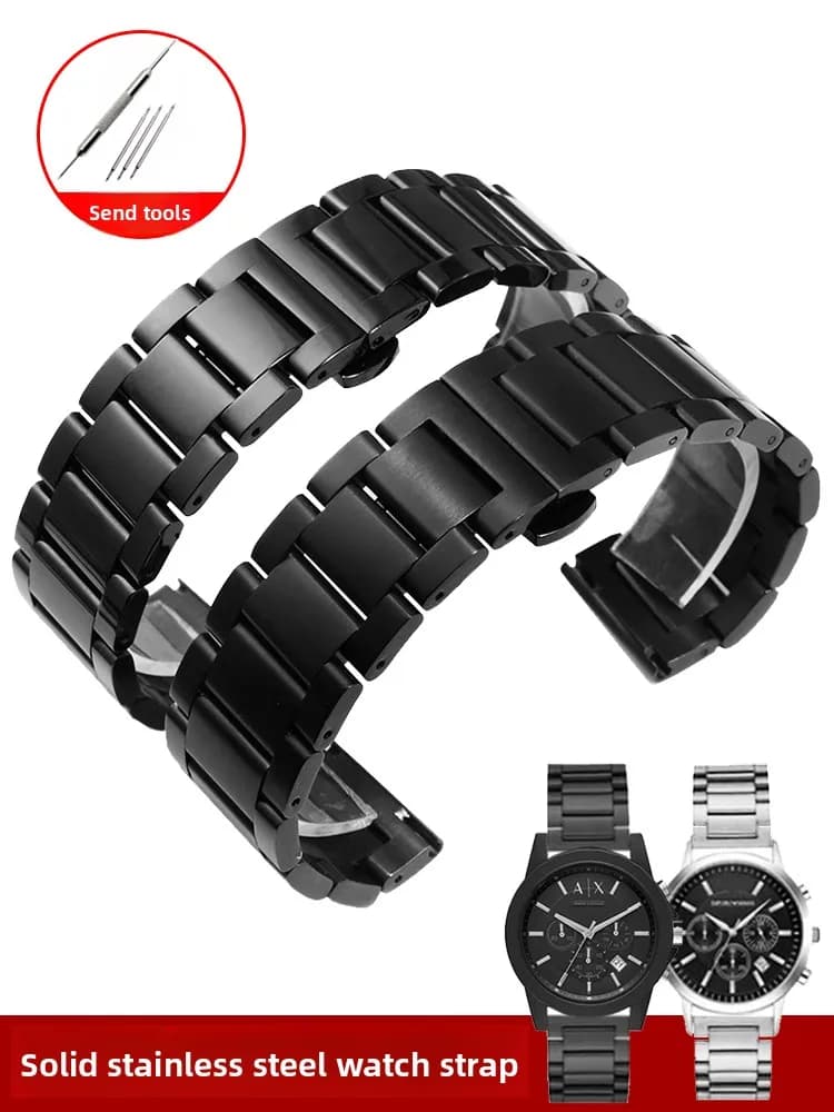 Adatto per Orologio Armani in Acciaio Inossidabile con Bracciale Darth Vader AX7105 7126 11242 in Acciaio Inossidabile Nero per Uomo