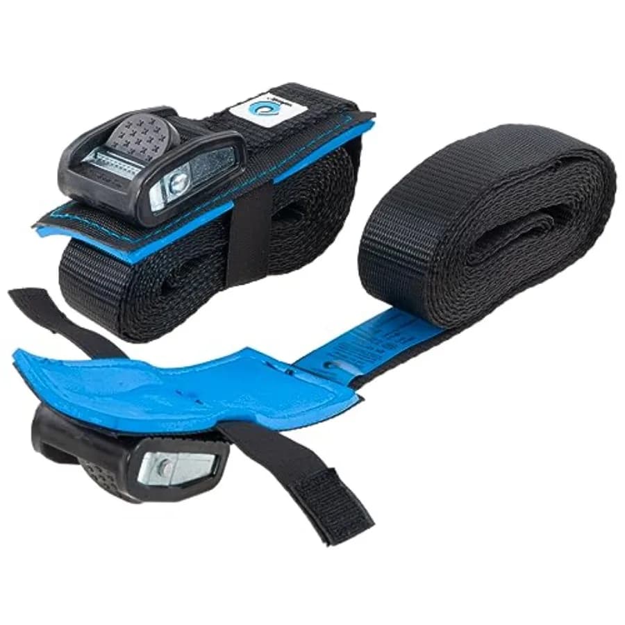ORCA - Cinghie di Fissaggio Resistenti - 3500 libbre, Imbottite, con Fibbia a Camma, x 1,3 pollici, Confezione da 2 - per Portapacchi, Tavola da Surf, Kayak e Pagaia