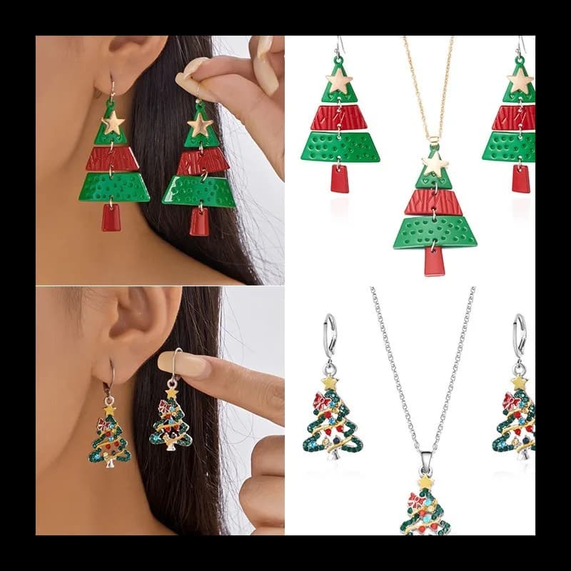 Collana con ciondolo albero di Natale Orecchini da donna Nuovo design di nicchia Senso Atmosfera natalizia Gioielli autunnali e invernali