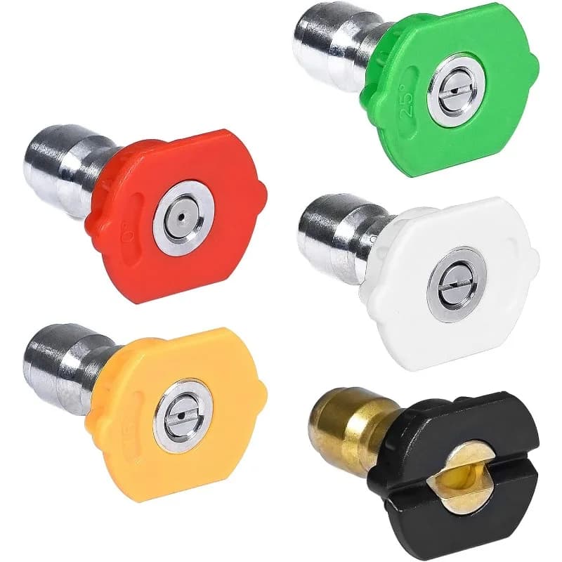 Set di 5 Ugelli Spray ad Alta Pressione per Giardino, Connessione Rapida 1/4 Pollici, Angoli 0 15 25 40 65 Gradi, Ugelli Spray per Irrigazione e Pulizia del Giardino