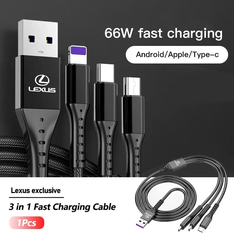 3 in 1 Micro Cavo di Ricarica Veloce Tipo C Cavo USB Per Lexus RX300 IS200 IS250 ES350 Ct200h UX250h NX300h RX350 ES300h RX400h NX