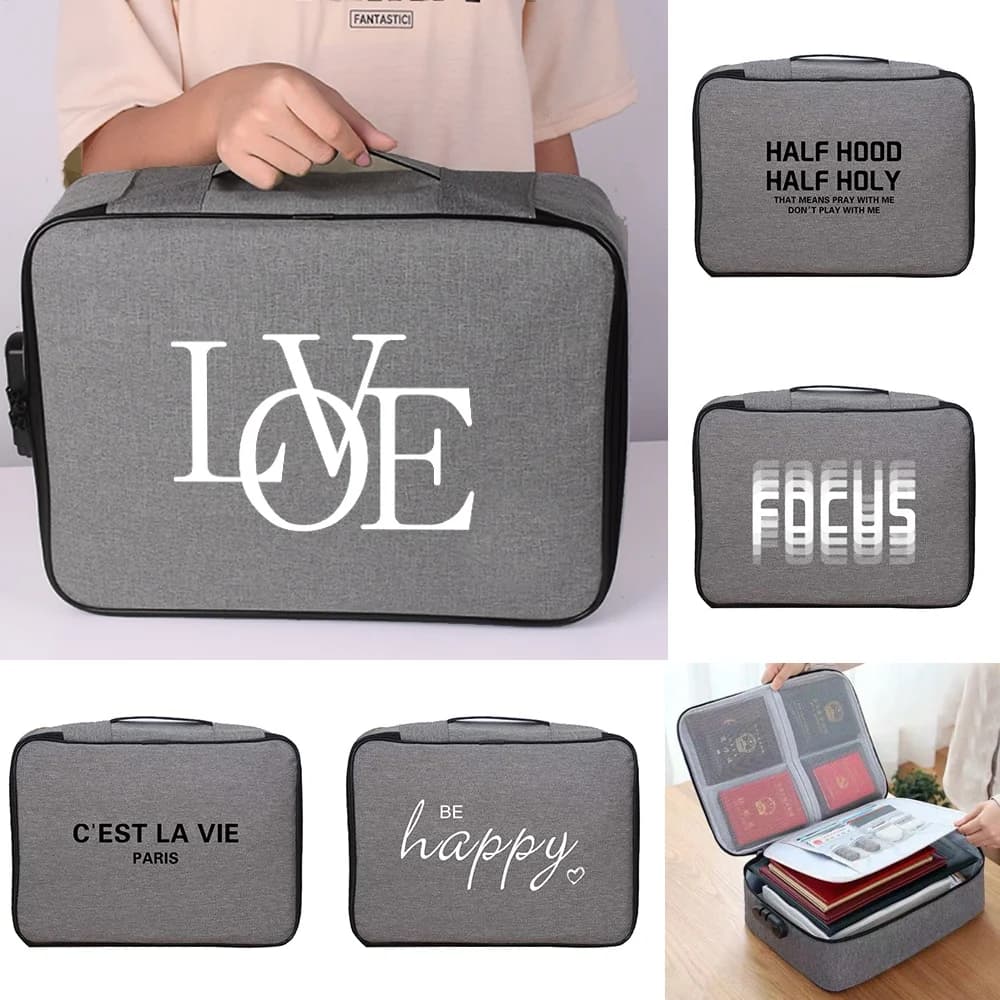 Document Bags Travel Credentials Credit Card Passport Storage Case Text Print Organizer Cases Home Business File Folder Handbags