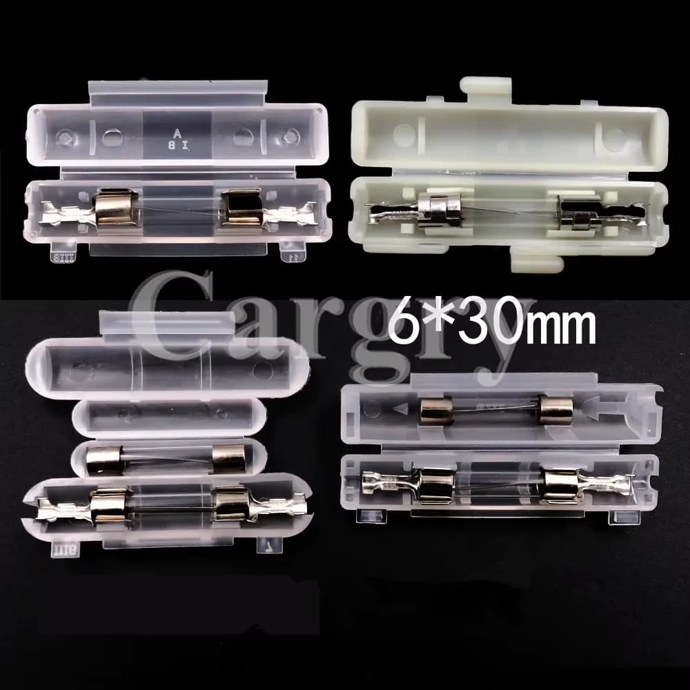 Set di 1 Portafusibili AC a Scomparsa con Terminale 6x30mm, Portafusibili Bianco a Doppio Tubo in Vetro
