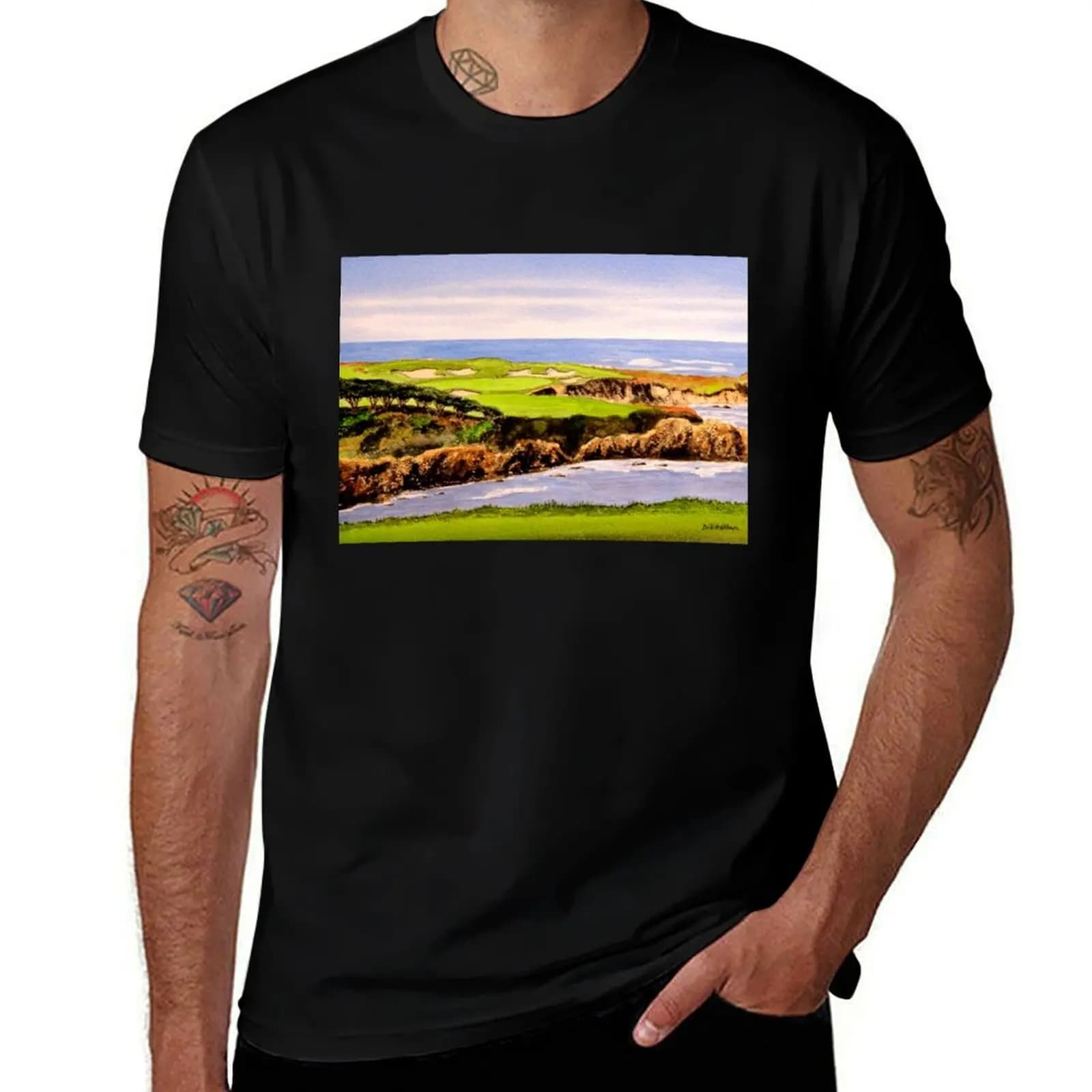 T-shirt Cypress Point Golf Course 16th Hole T-shirt sportiva leggera a maniche corte