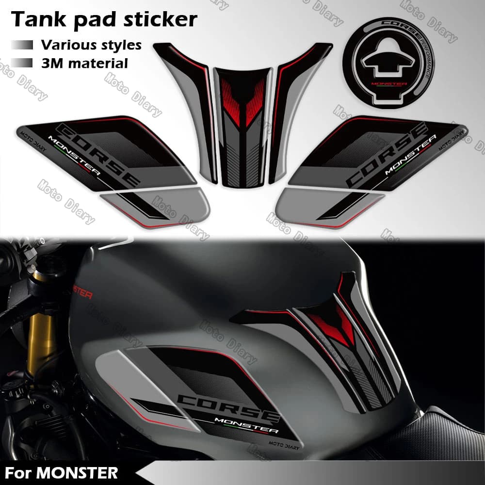 Moto Rilievo Del Carro Armato Del Carburante Adesivo Tappo Gas Olio 3D Decal Copertura Della Protezione Impermeabile Per Monster 797 821 1200 R 1200 S