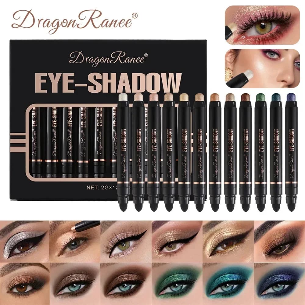Nuovo Set di 12 Stick Ombretto Brillanti Glitter Metallici Impermeabili Professionali Multifunzionali 2g*12