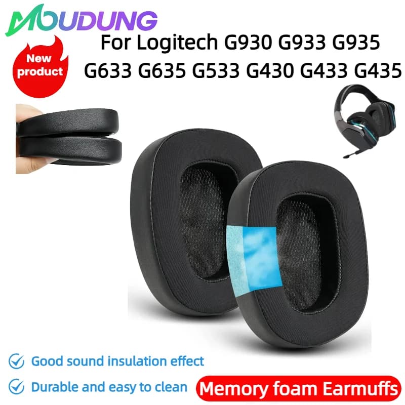 MOUDUNG Replacement ice gel ear pads compatible for Logitech G930 G933 G935 G635 G635 G533 G430 G435 G435 Gaming Headphones