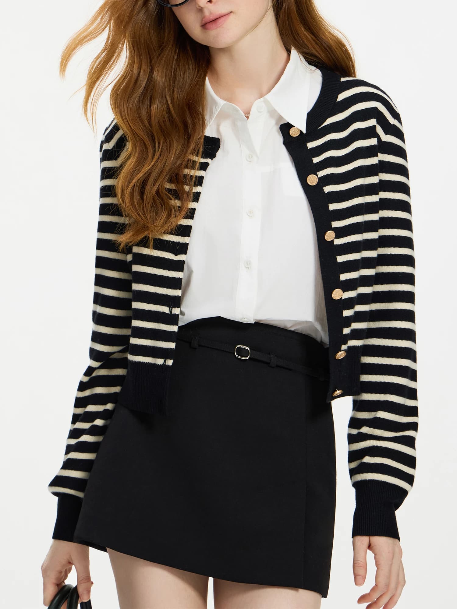 FSLE Giacca cardigan in maglia a righe Gilet per donna 2024 Autunno Inverno Nuovo maglione Canottiera Cappotto in due pezzi Set 24FS14105 24FS14232