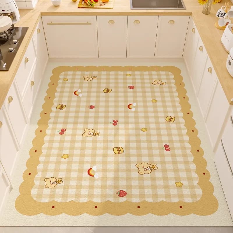 Tappetino da cucina moderno con motivo scozzese in pelle PVC impermeabile resistente all'olio resistente allo sporco tappeto decorazioni per la casa tappeto facile da pulire