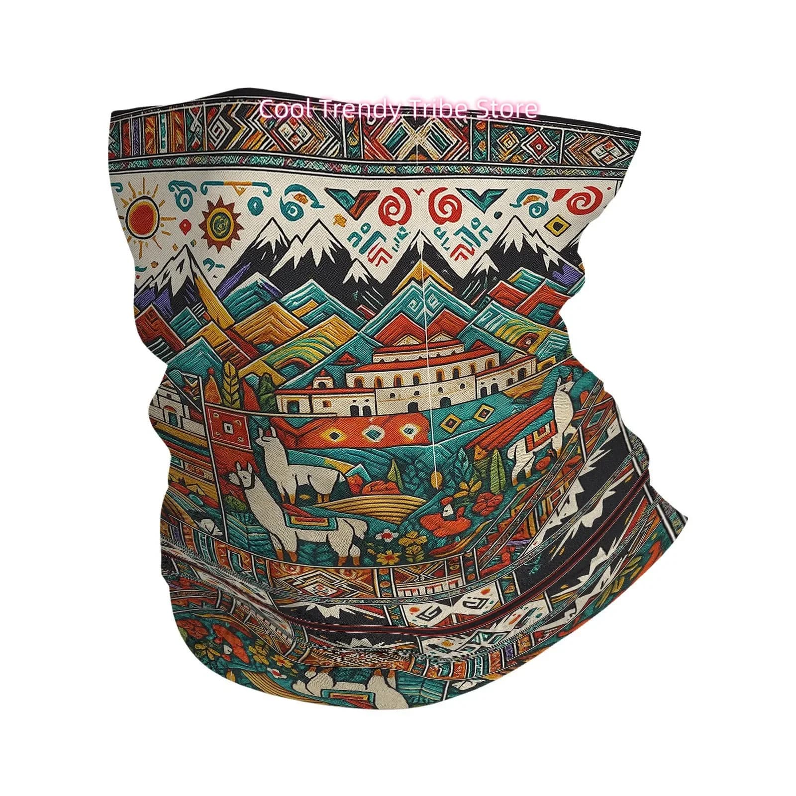 1pc Retro Ethnic Pattern + South American Style Scarf Printed Neck Gaiter & Face Mask - Double-Sided Multifunctional Scarf, Gift