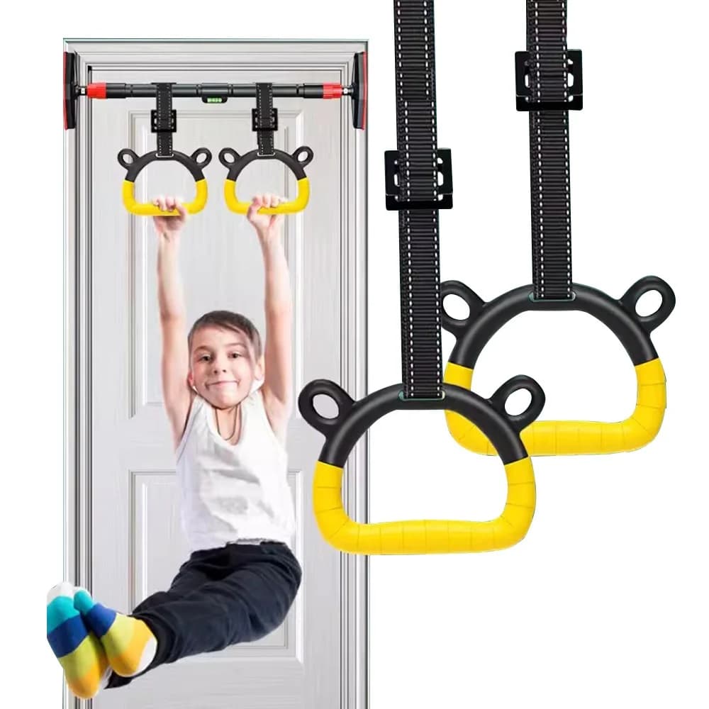 Horizontal bar for children with gymnastic rings Adjustable hanging straps for hammock pull-up for indoors Play children Fitness Strength Between