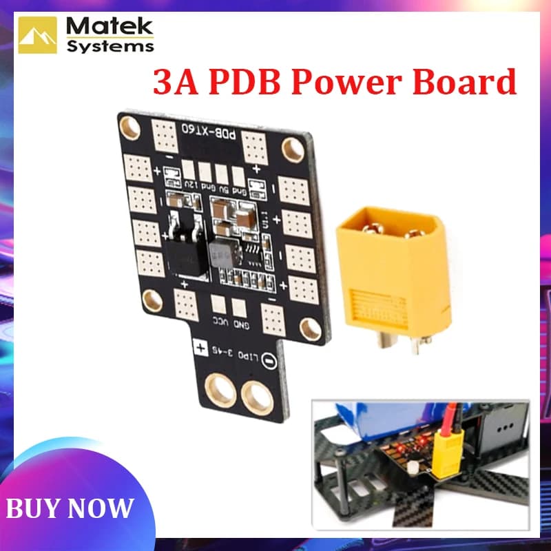 Modulo di Distribuzione PDB 3A Matek Systems XT60 con Doppio BEC 5V/12V per Droni FPV