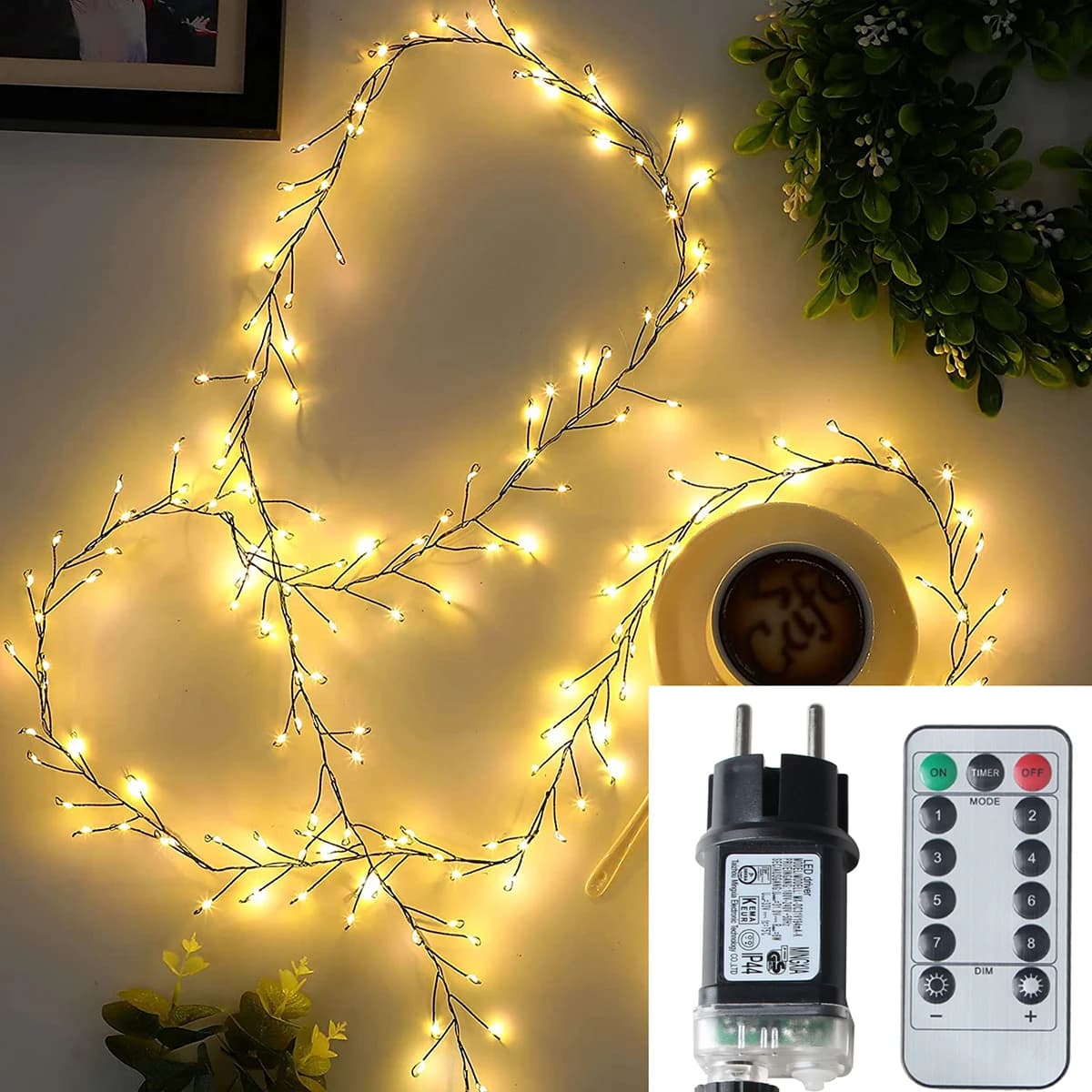 Luci a stringa a LED Filo di rame verde Cluster Lucine da giardino Ghirlanda di Natale per la decorazione all'aperto dell'albero di Natale di Capodanno