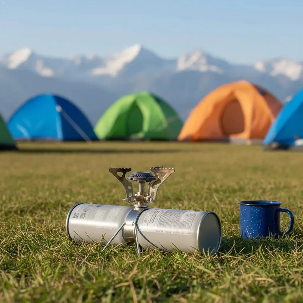 Adattatore per bombola di gas da campeggio con staffa pieghevole, convertitore da cartuccia a valvola Lindal per fornello da backpacking