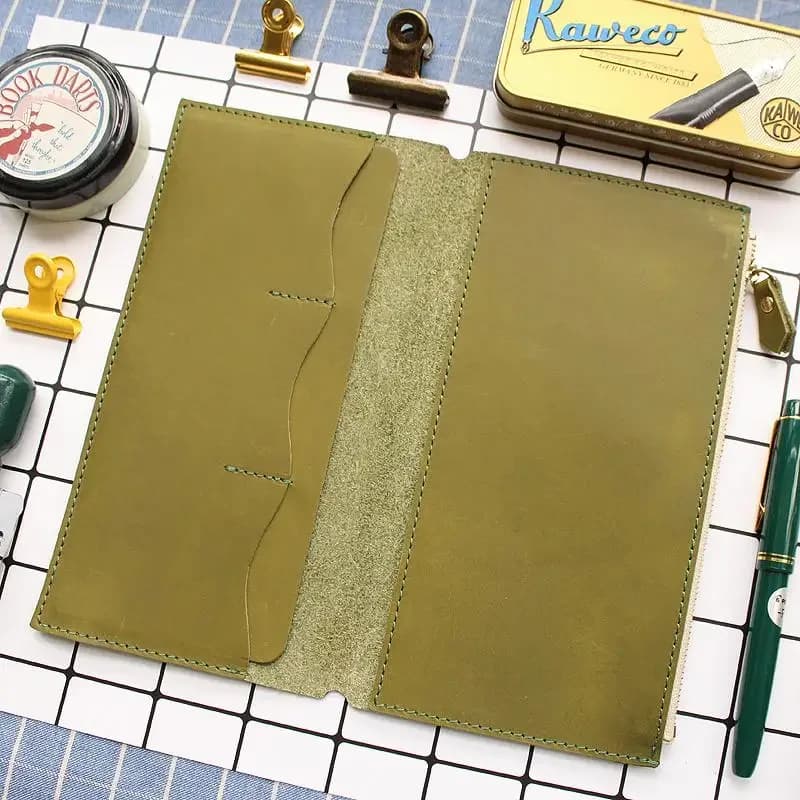 Fromthenon Litchi Grain Leather Travelers Notebook Card Bag Storage Bag For Travelers Journal Planner Vintage Retro Accessories