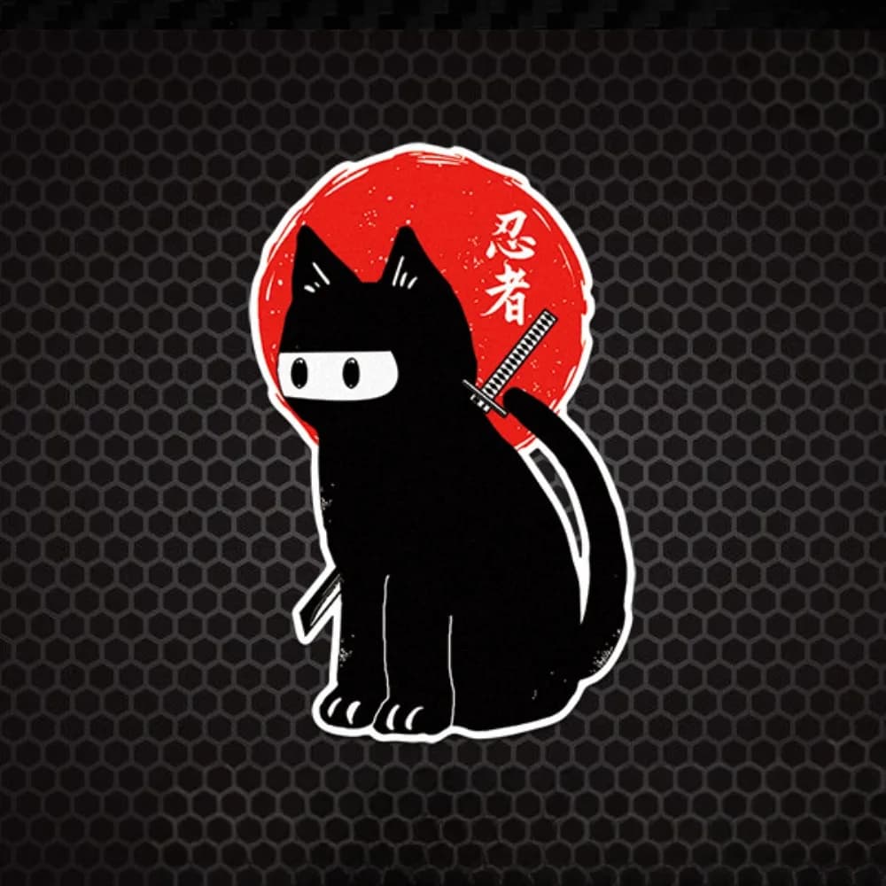 Set di adesivi Ninja Cat, adesivo in vinile impermeabile per bici, moto, auto, laptop, casco