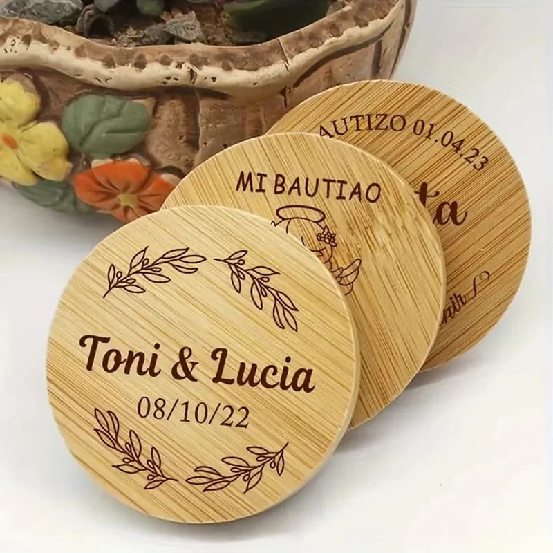 30 Pack Personalized Laser Engraved Wood Bottle Opener Fridge Magnets, Custom Logo Wedding Favor Gifts for Groomsmen
