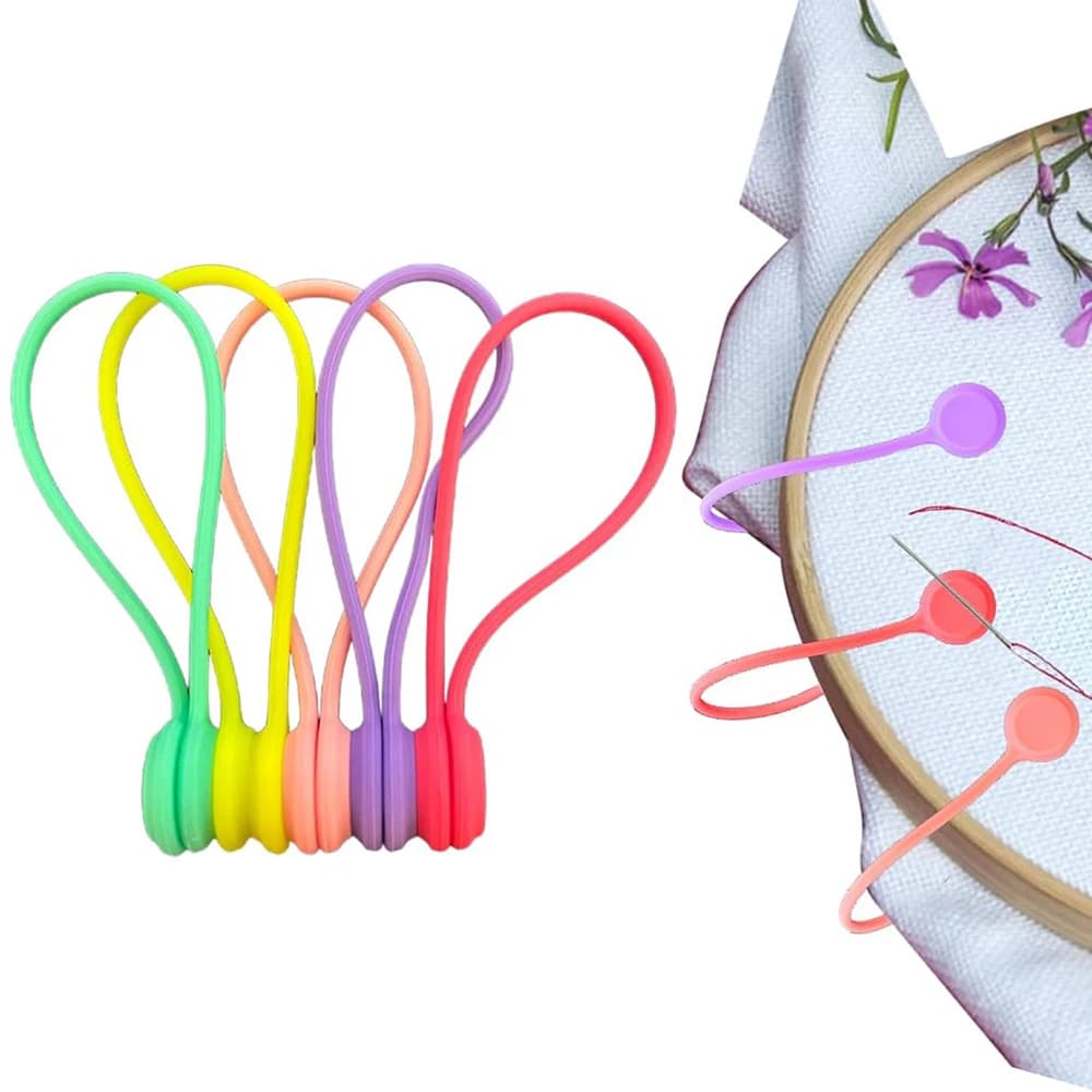 10Pcs Magnetic Fabric Clips for Cross Stitch Needle Minder Holder Keeper Silicone Fabric Huggers Embroidery Thread Spool Clips