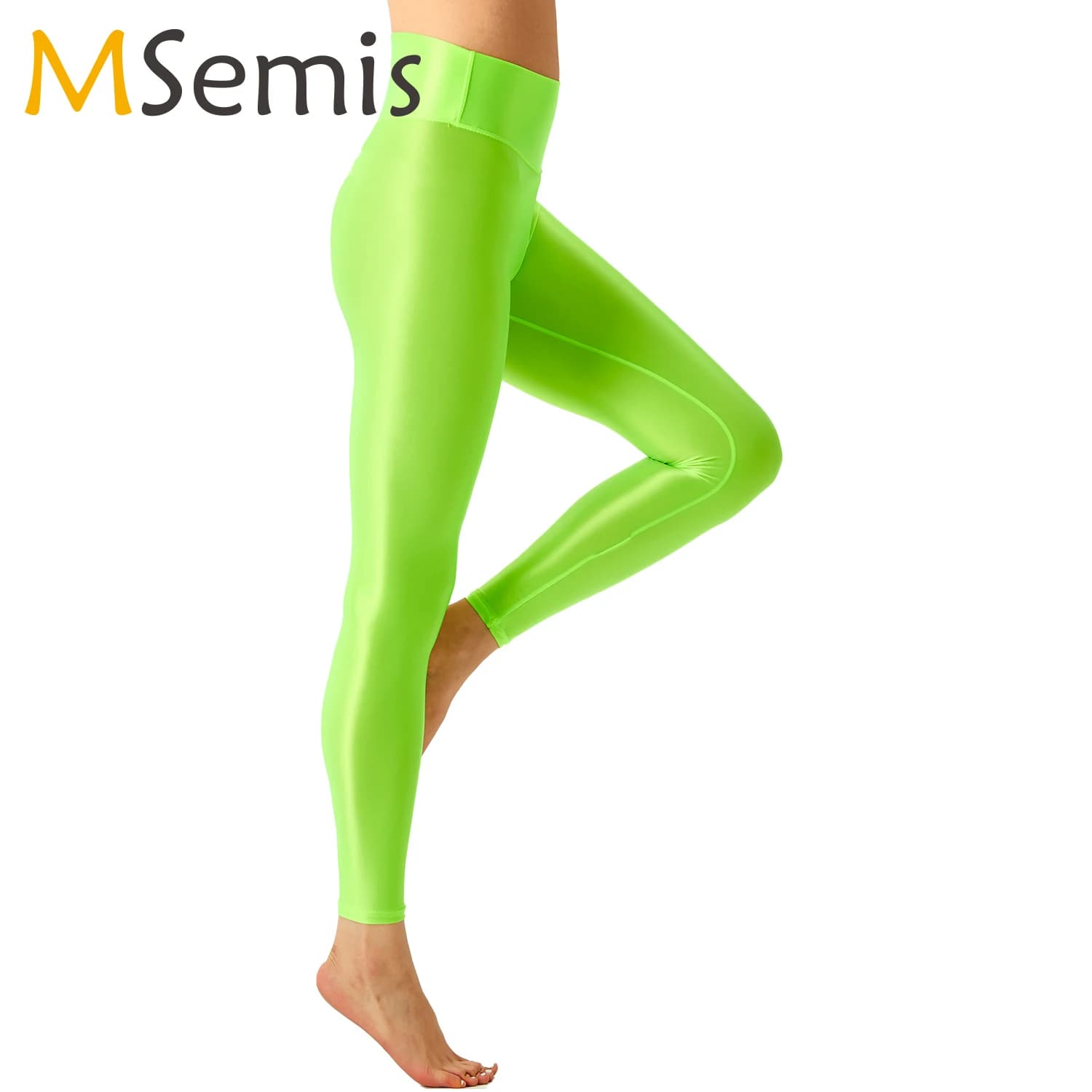 Leggings da balletto lucidi da donna Cintura elastica Palestra Allenamento fitness Yoga Pilates Pantaloni legging Collant Pantaloni da pole dance