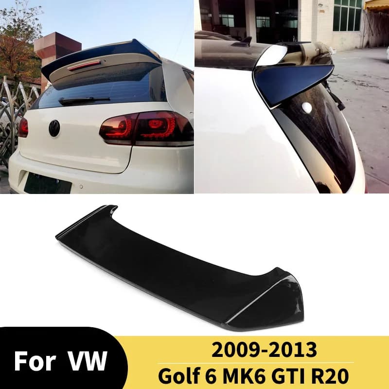 For Volkswagen Golf 6 MK6 GTI R20 2009-2013 Rear Roof Lip Spoiler Diffuser Tail Fin Accessories Fixed Wind Wing Body kit Tuning
