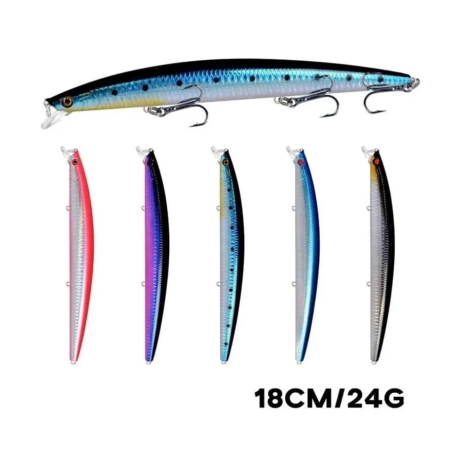 Laser Minnow Fishing Lure 18cm 24g 3D Eyes Sharp Hooks Hard Artificial Bait Colorful Crankbait Wobbler for Sea Fishing