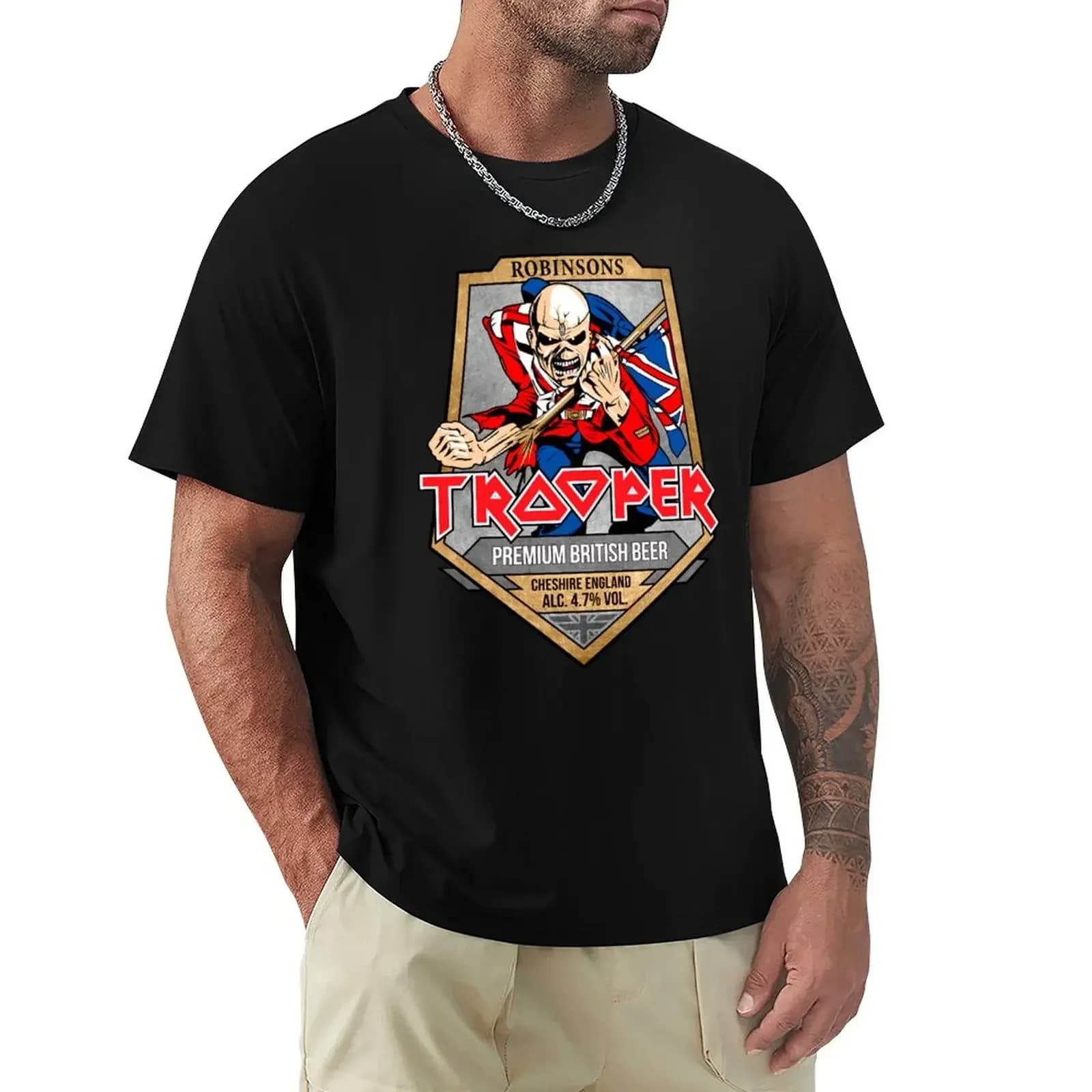 Sport fan tops black plain men I-R-O-N M-A-I-D-E-N Printed heavyweight felpa anime Arrival Trooper Beer Triblend t-shirt