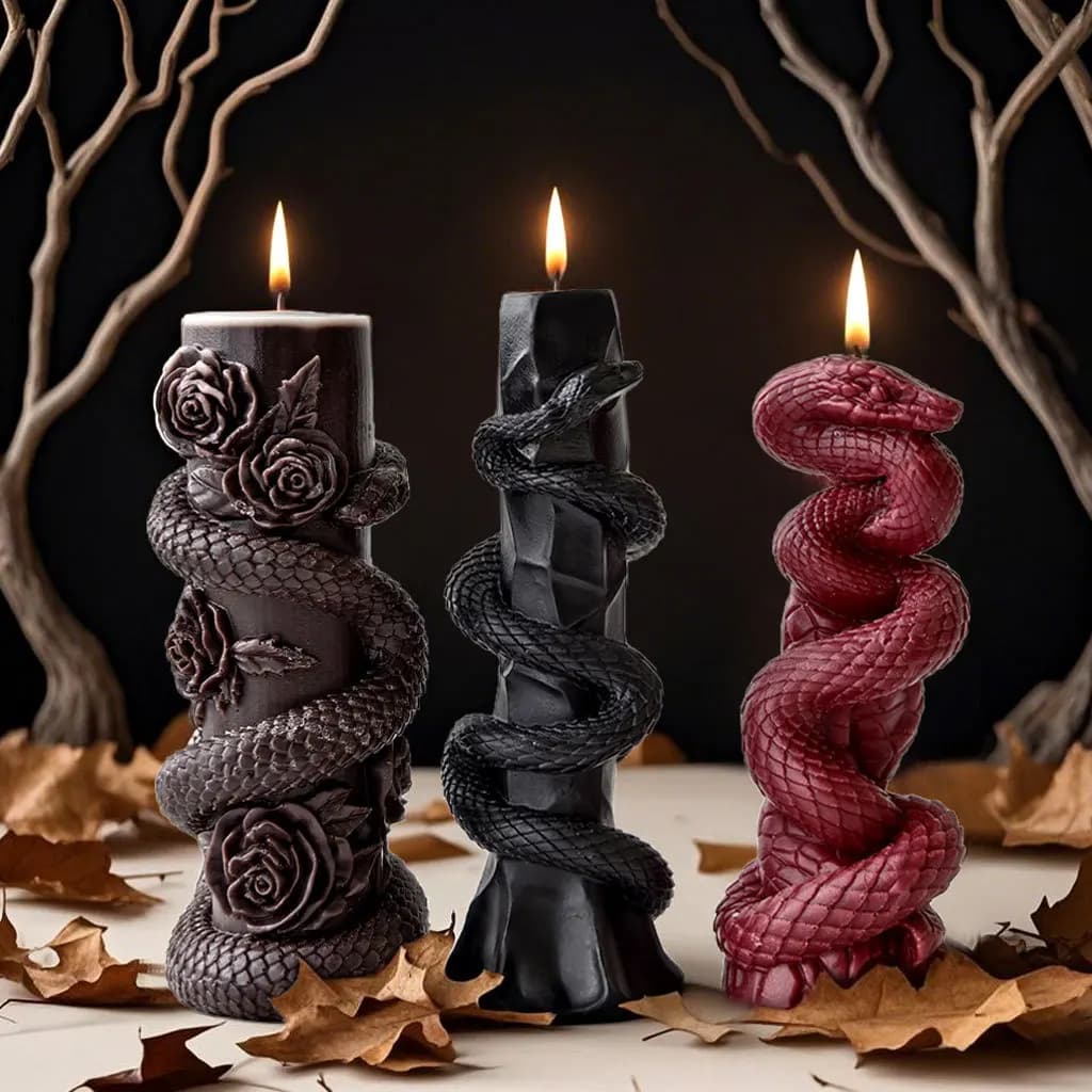 Stampo in Silicone per Candele a Forma di Serpente in Rilievo, Creativo per Halloween, per Candele Profumate e Gesso, Forniture per Creazione di Candele Artigianali