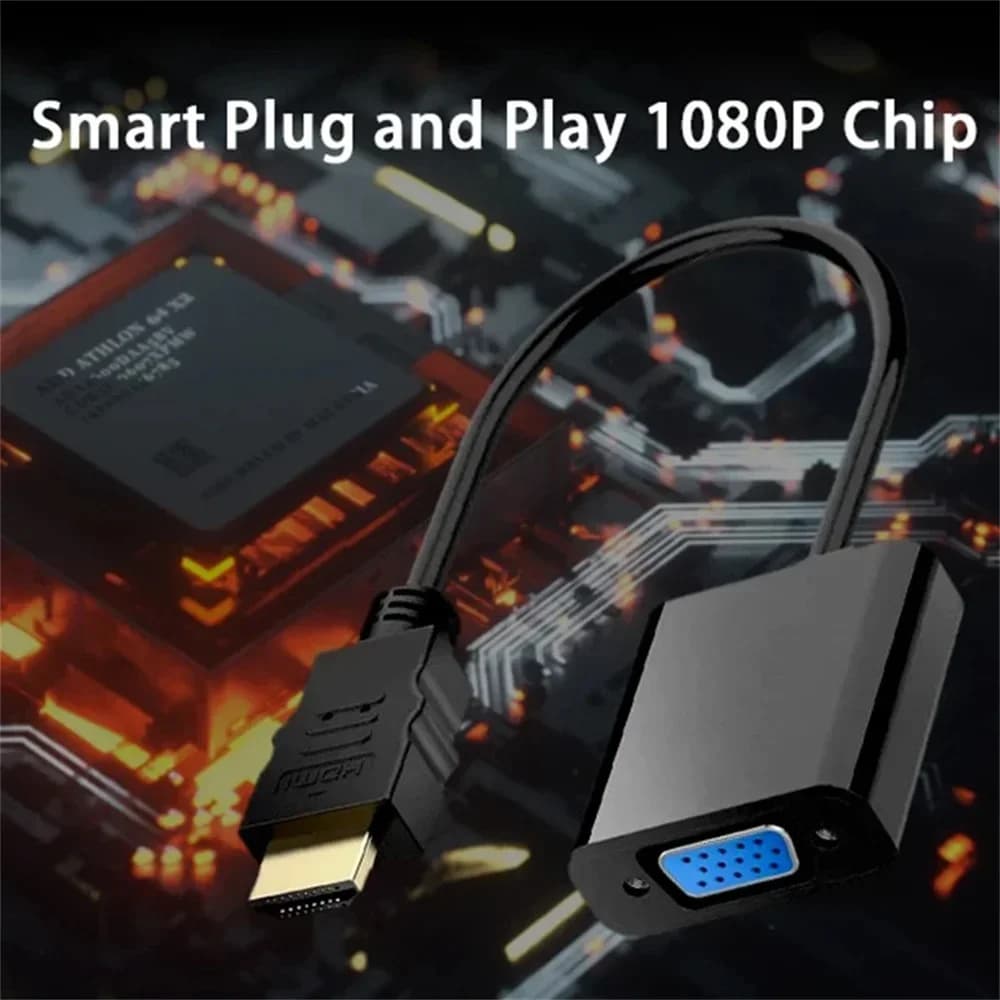 Convertitore da HDTV 1080P a VGA compatibile, adattatore da HDTV maschio a VGA femmina per laptop, tablet, monitor, TV, proiettore