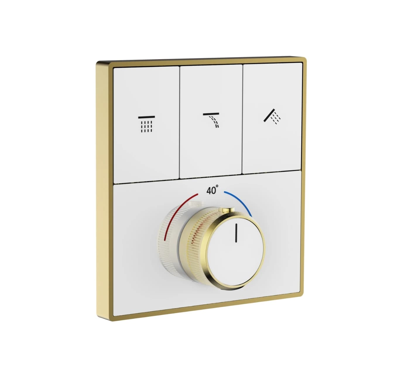 Luxury Smart White and Brushed Gold Single Handle 3 Way Push Button Brass Concealed Thermostatic Shower Mixer Diverter Valve AA