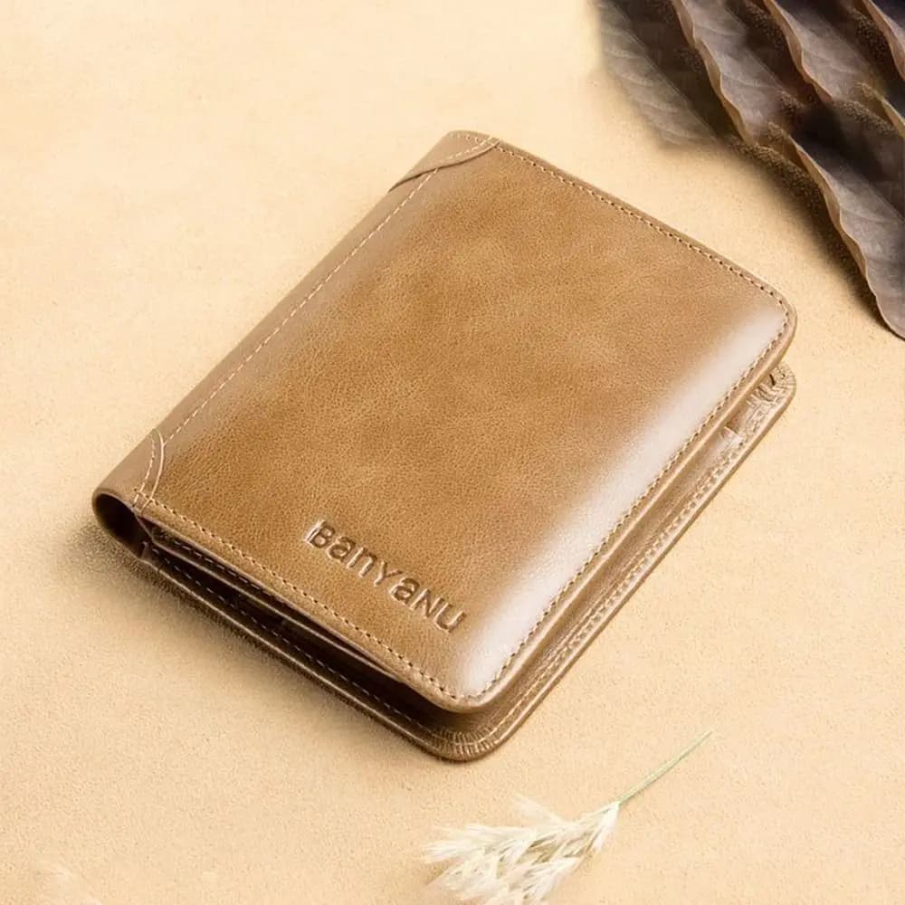 New PU Leather Men Wallet Thin Short Multi-functional ID Credit Card Holder Vintage RFID Blocking Bi-fold Wallet for Men Women