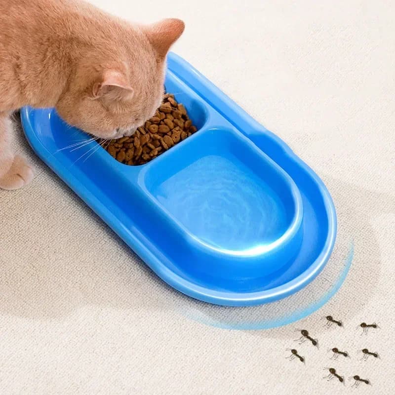 Mangiatoia per animali domestici ciotole doppie in plastica Anti formiche mangiatoia per alimenti per cani gatti cucciolo distributore automatico di mangiatoia per cani Karate per formiche