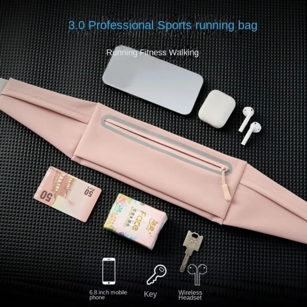 Marsupio da Corsa Leggero e Impermeabile con Porta Bottiglia, Borsa Multifunzione Invisibile per Telefono, Marsupio da Vita
