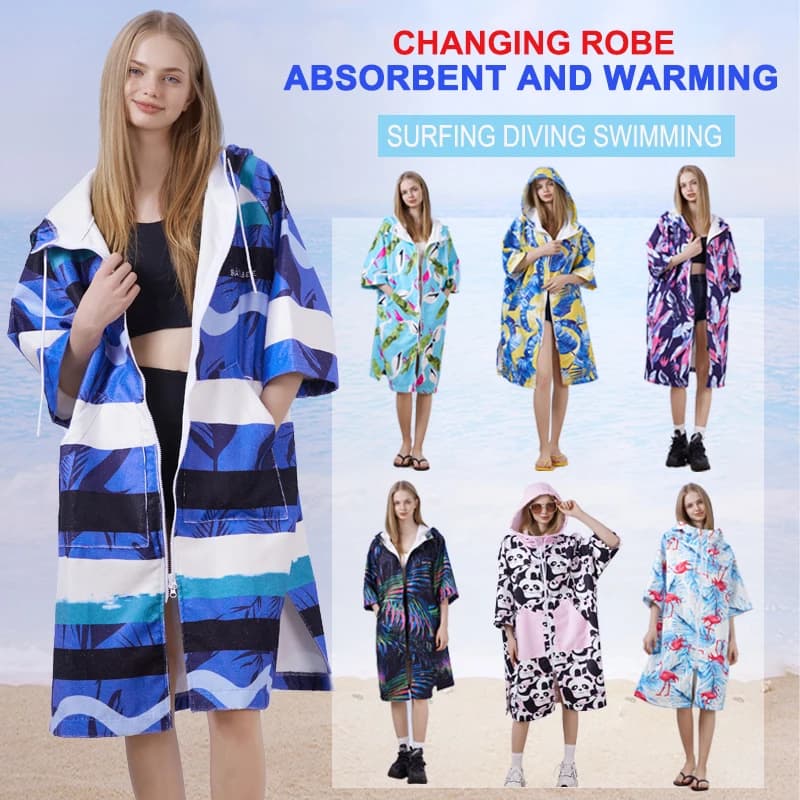 Bathroom bathrobe with hood absorbs water towel quick drying towel beach towel for outdoor dive Changing towel clothes beach bathrobe