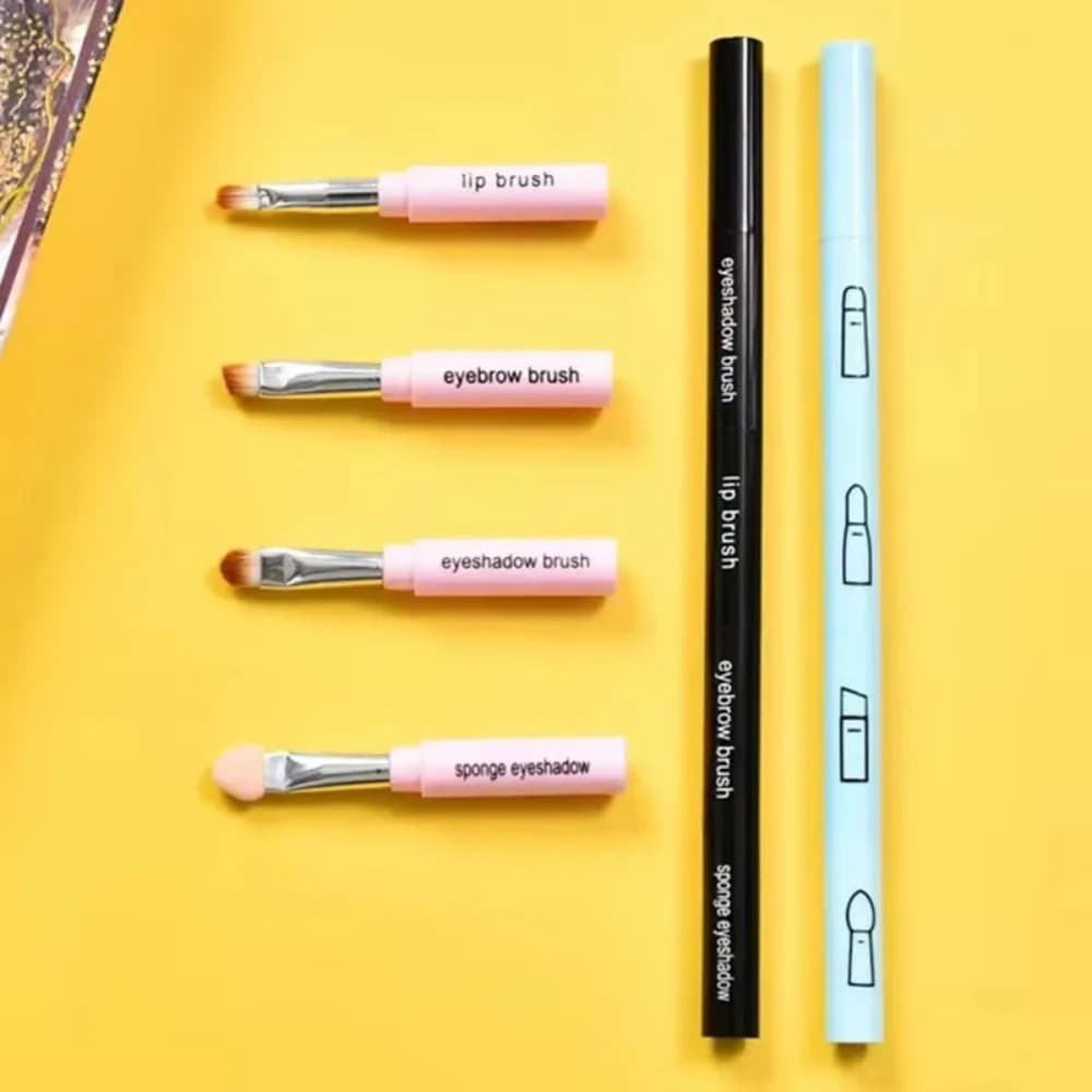 New Makeup Brush 4 in 1 with Plastic Handle Multipurpose Lip Shade Brush Portable Makeup Tool