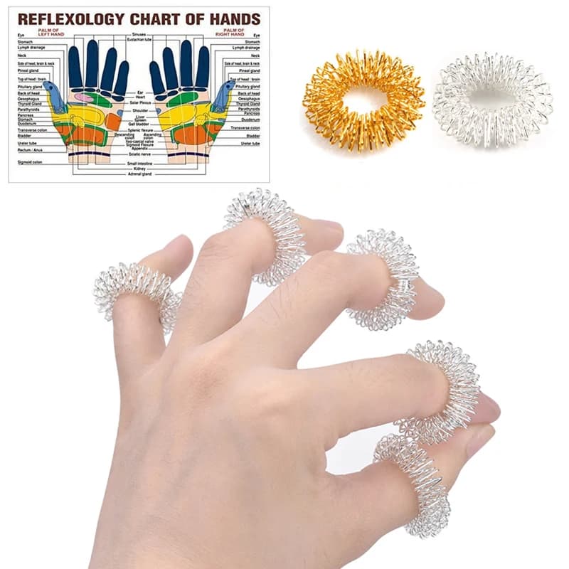 【AD】10 pezzi/lotto Anello per massaggio digitale Sujok, Anello per agopuntura, Anello per massaggio corporeo, Medicina Cinese, Colore Oro - Vendita Calda