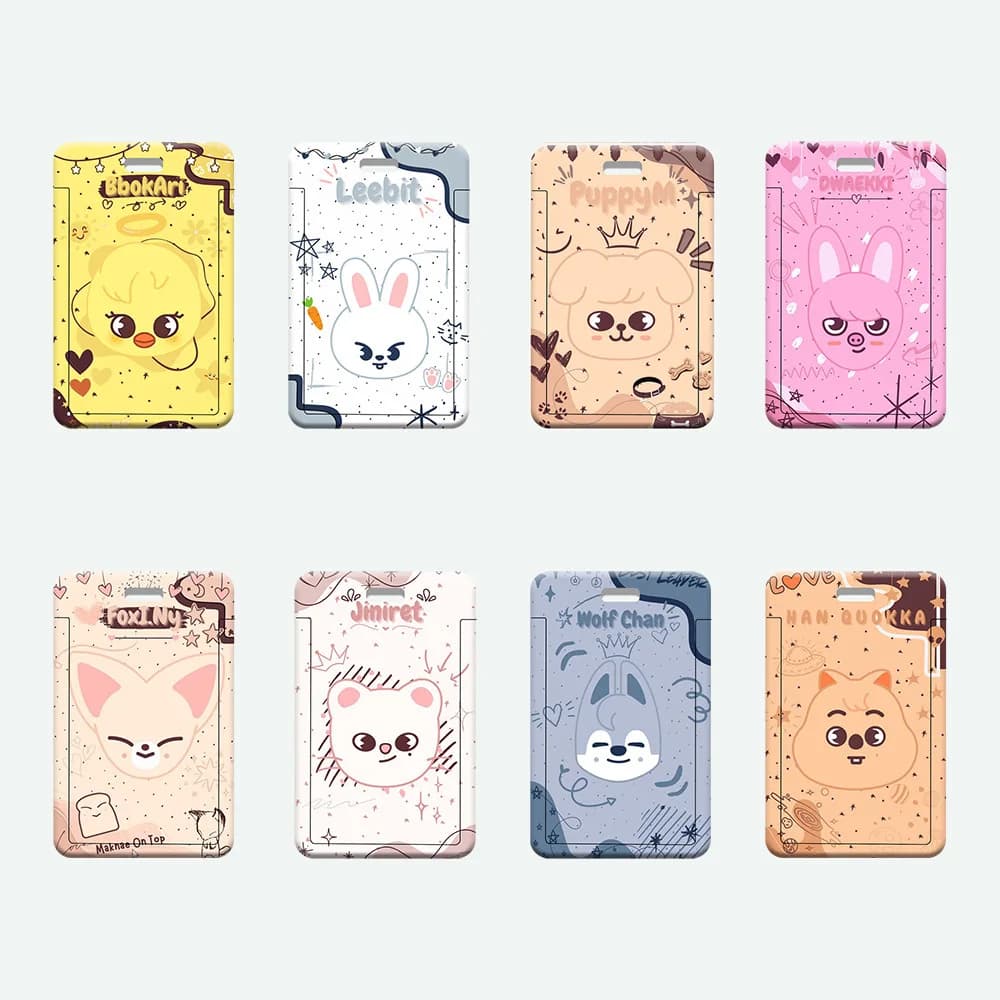 Porta tessere in plastica da tre pollici con cartone animato SKZOO, porta badge da petto Stray Kids, porta tessere per studenti, porta tessere per pasti, porta tessere piccole, regalo