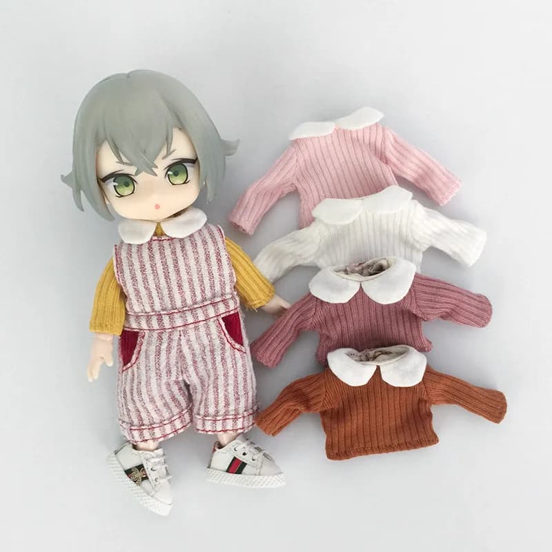 Nuova bambola Ob11 in puro cotone Suki camicia a maniche lunghe con colletto per bambola Ymy, Penny, Obitsu11, Molly, nendoroidi 1/12 Bjd