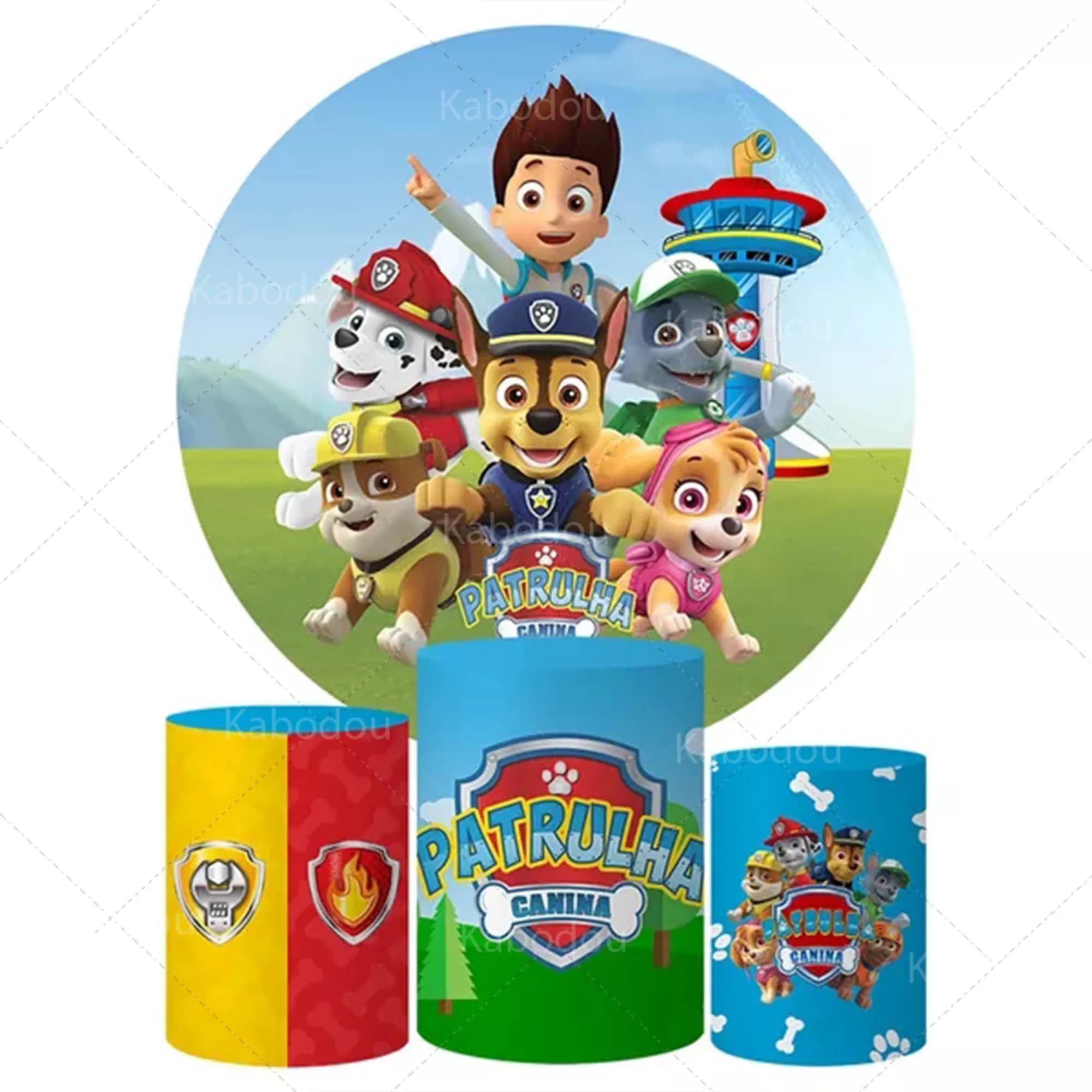 Paw ronds Round Background Dog Kid Birthday Party Decoration Photography Background Baby Shower cilindro Cover Studio Prop