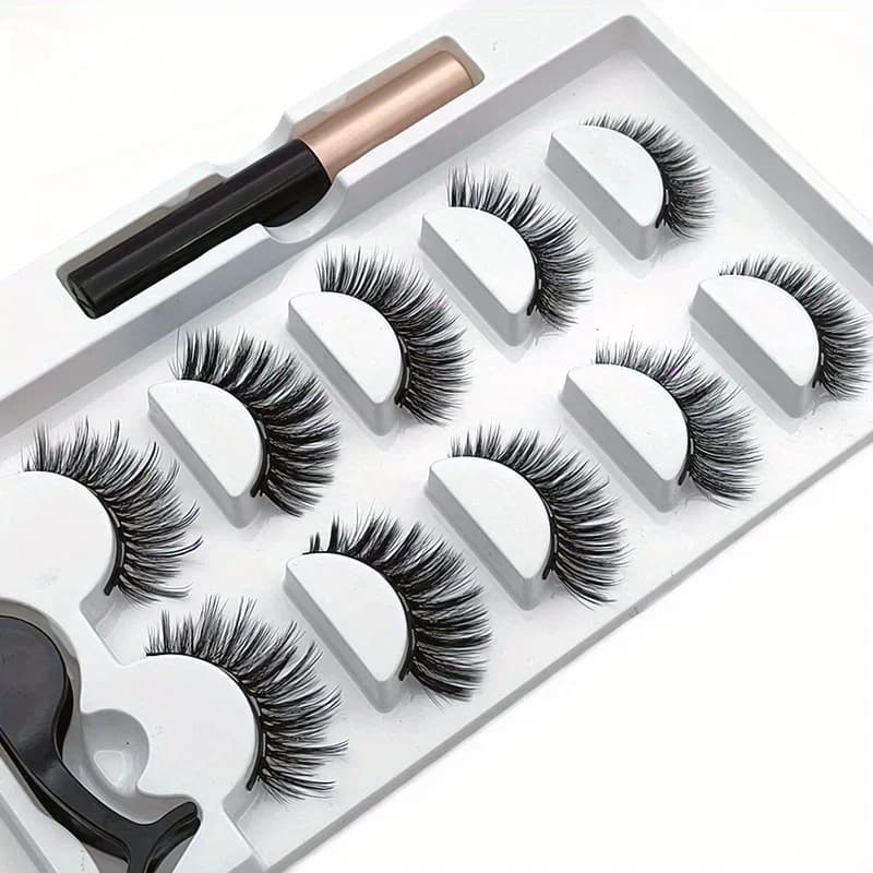 Set of 5 pairs of magnetic eyeliner magnetic liquid Eyeliner Eyeliner Makeup for eyes without glue Extend soft eyelashes